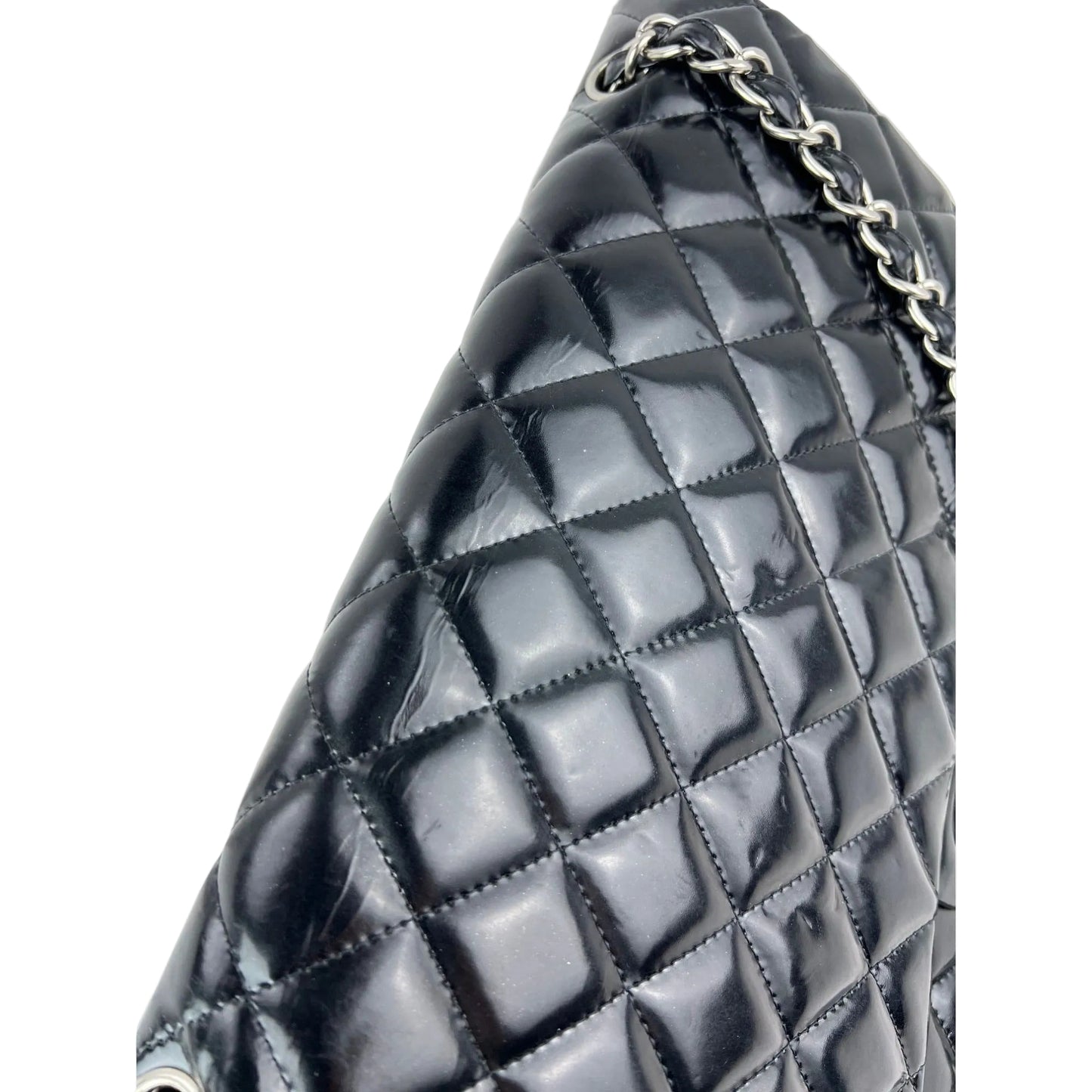 
                  
                    Chanel Double Flap Black Patent Leather Maxi Shoulder Bag
                  
                