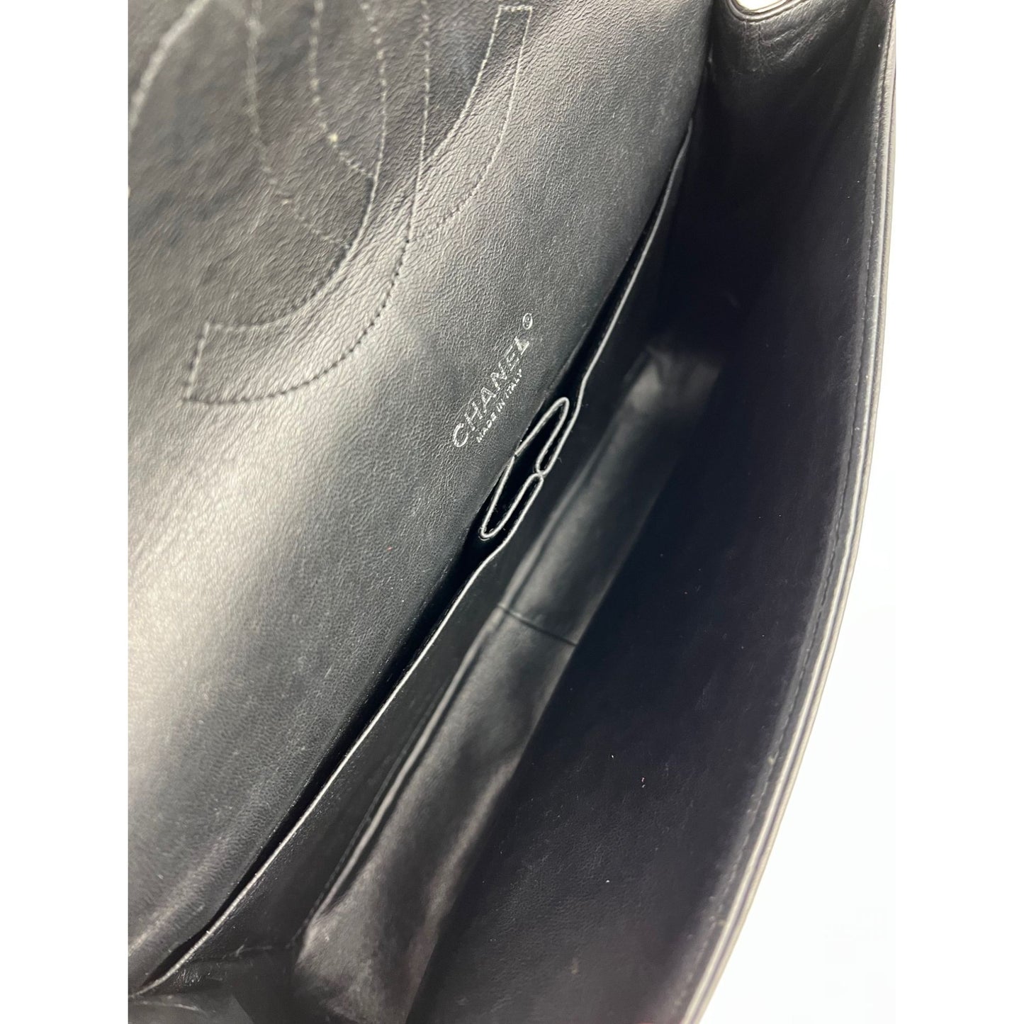 
                  
                    Chanel Double Flap Black Patent Leather Maxi Shoulder Bag
                  
                