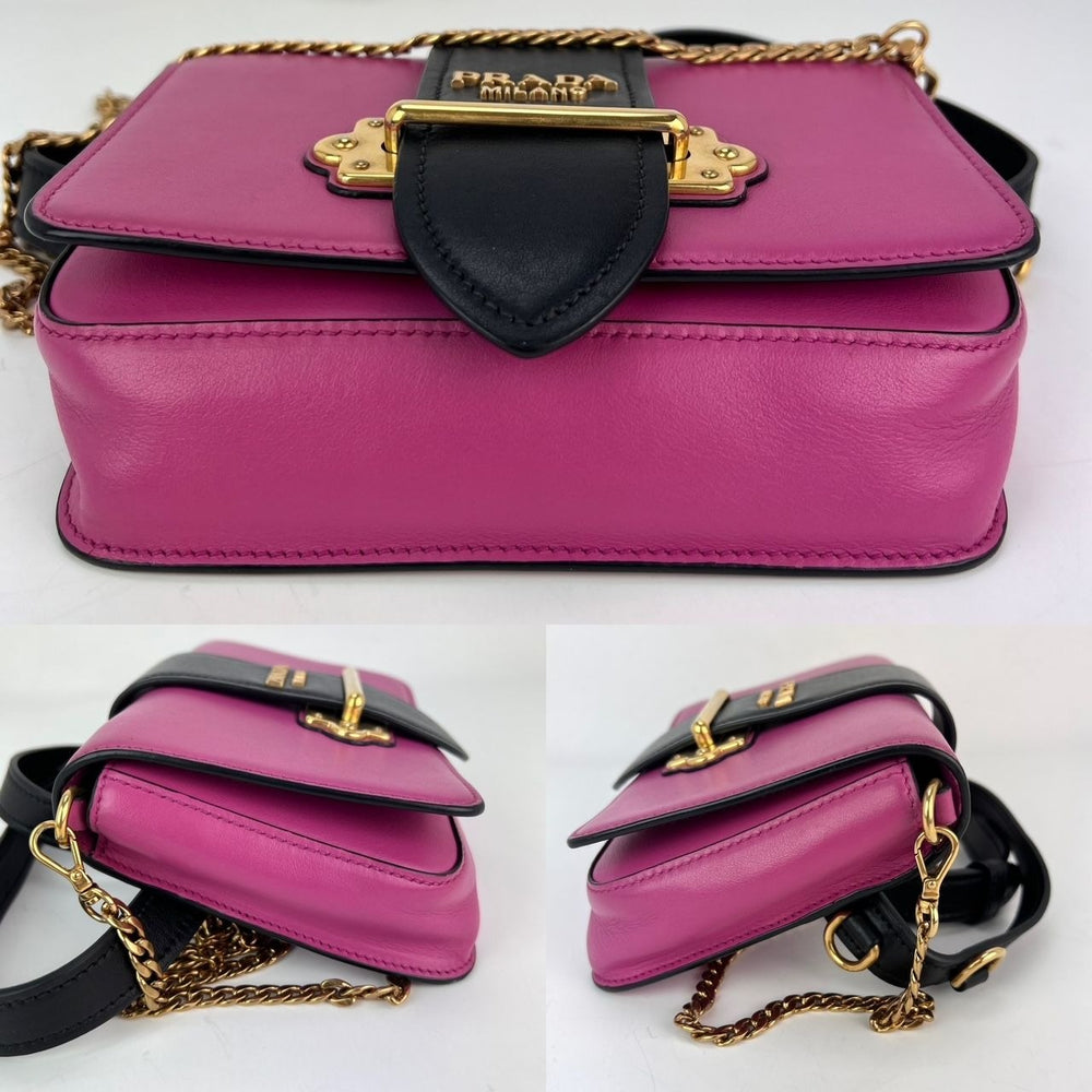 
                  
                    Prada City Calf Cahier Pink Black Leather Crossbody Belt Bag
                  
                