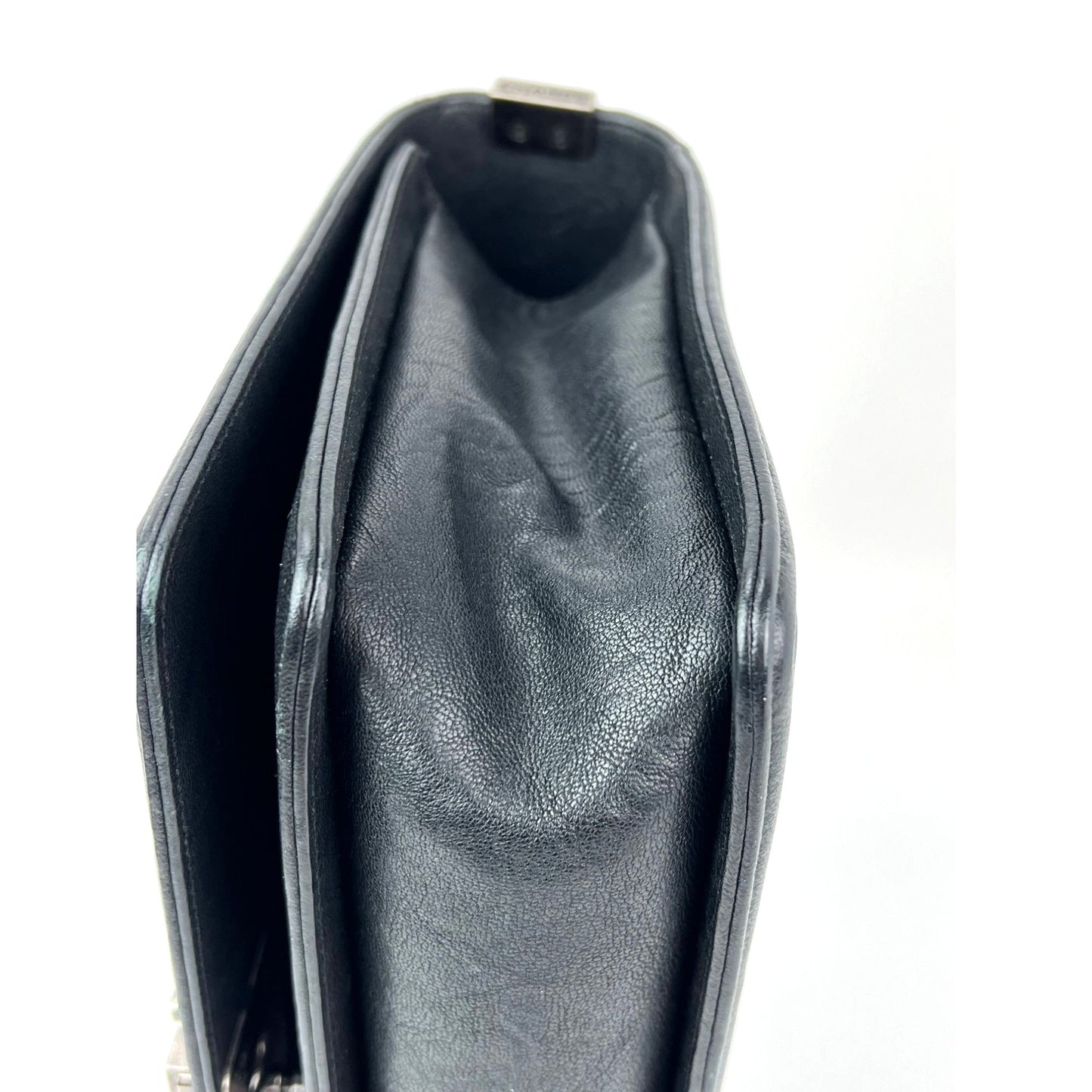 
                  
                    Chanel Crumpled Lambskin New Medium Studded Black Boy Flap Bag
                  
                