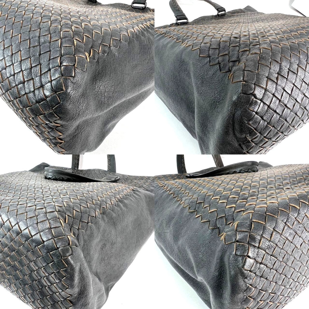 
                  
                    Bottega Veneta Intreciato Black leather zippered Messenger Tote Bag
                  
                