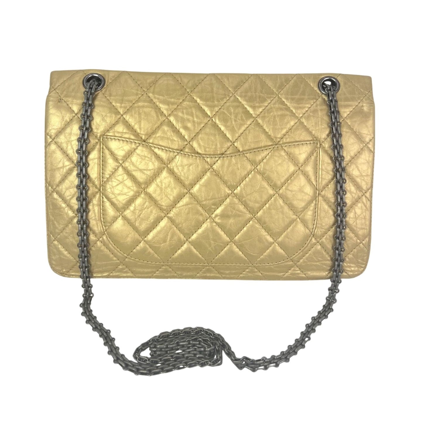 
                  
                    Chanel Metallic Aged Calfskin Quilted 2.55 Reissue 227 Double Flap Pale Gold
                  
                