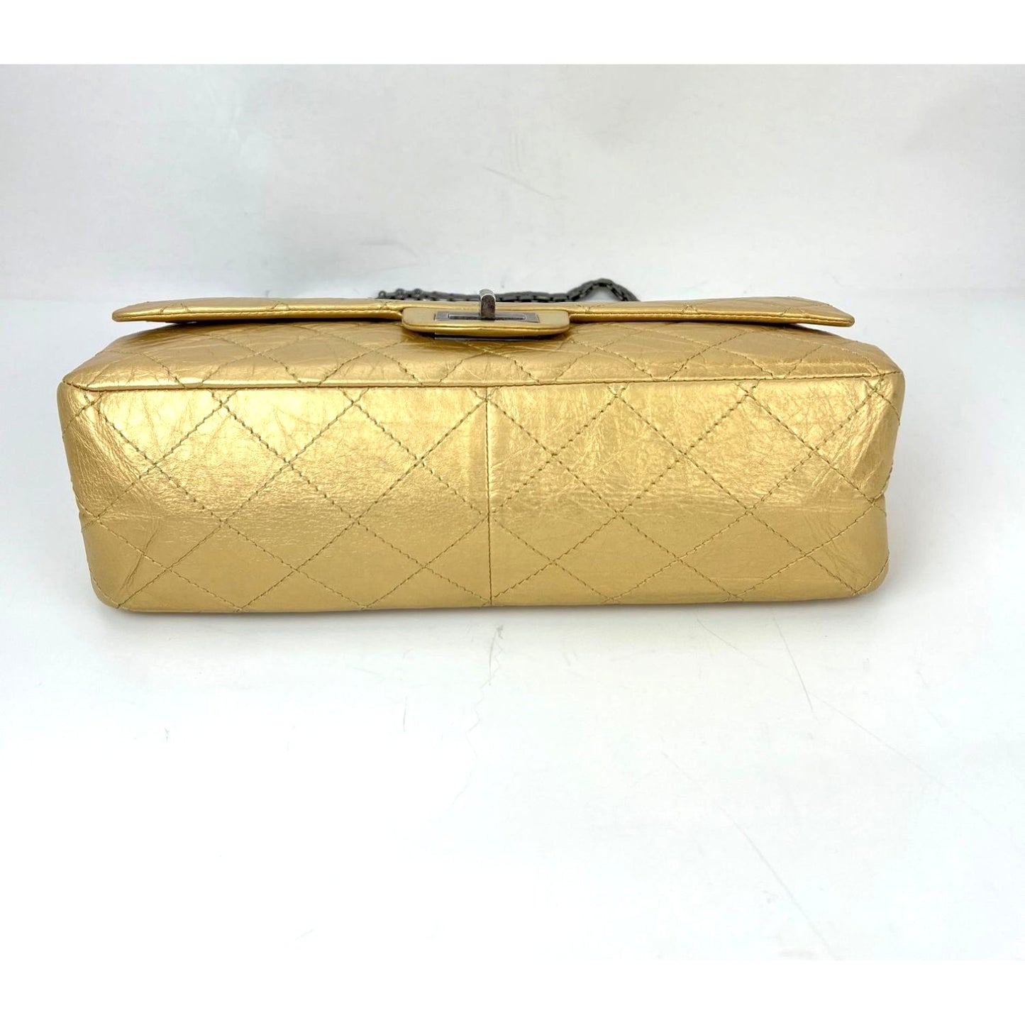 
                  
                    Chanel Metallic Aged Calfskin Quilted 2.55 Reissue 227 Double Flap Pale Gold
                  
                