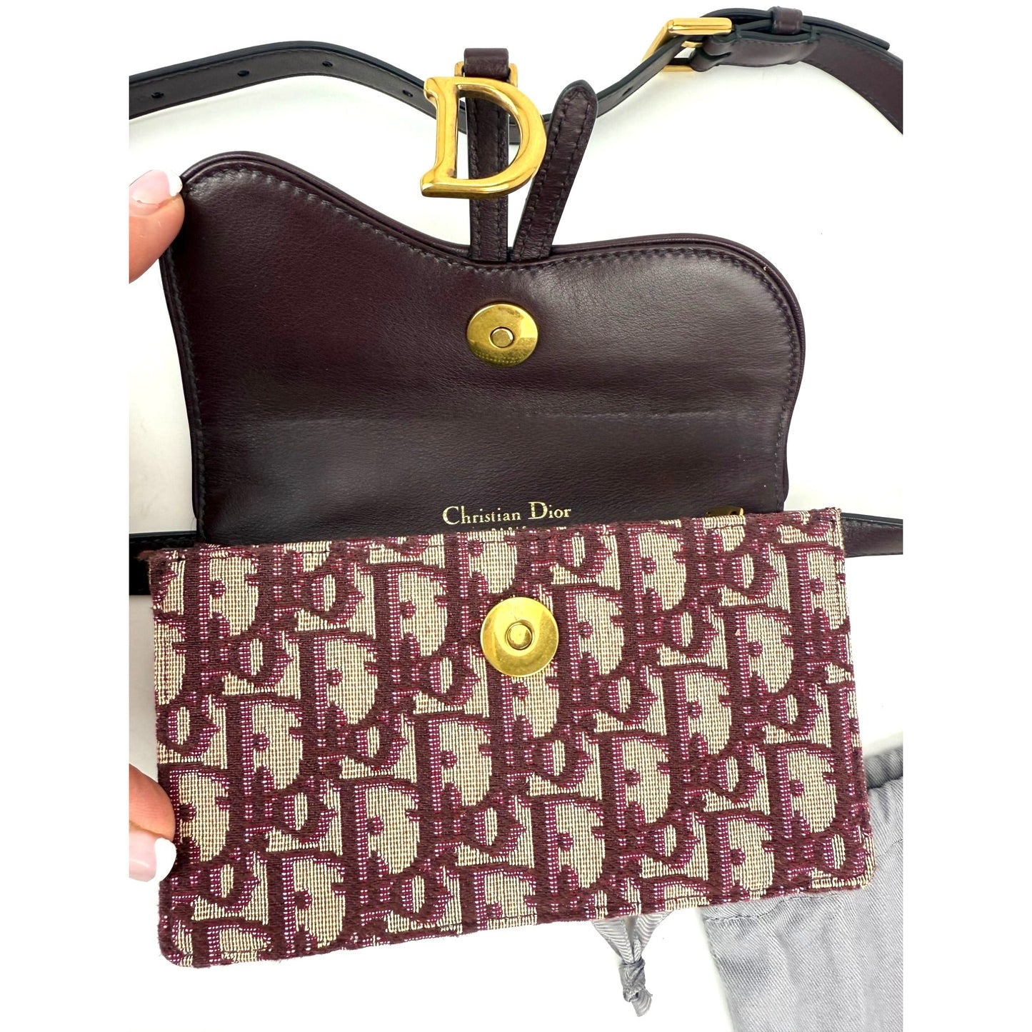 
                  
                    Christian Dior Oblique Saddle Bordeaux Belt Bag Clutch
                  
                