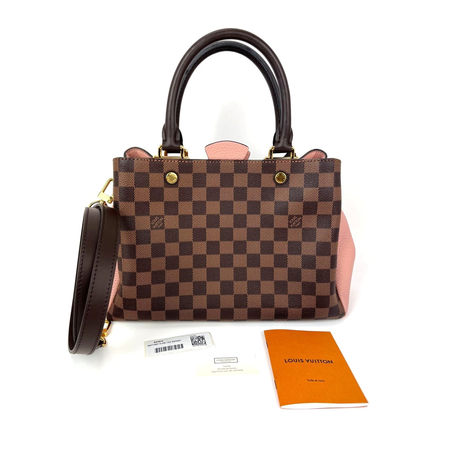 
                  
                    Louis Vuitton Cuir Taurillon Brittany Magnolia Damier Ebene Shoulder Hand Bag
                  
                