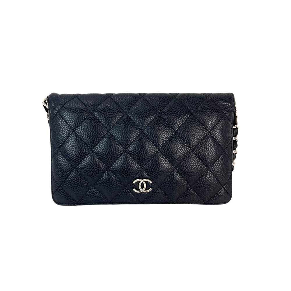 Chanel Black Caviar Leather Long Wallet WOC