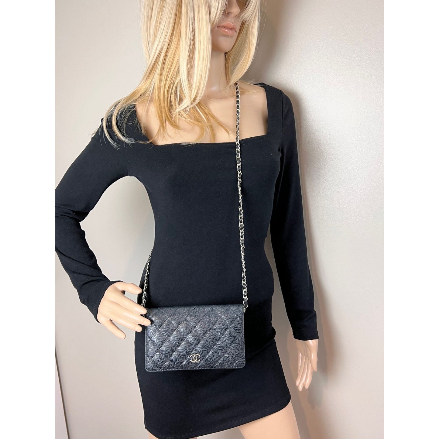 
                  
                    Chanel Black Caviar Leather Long Wallet WOC
                  
                
