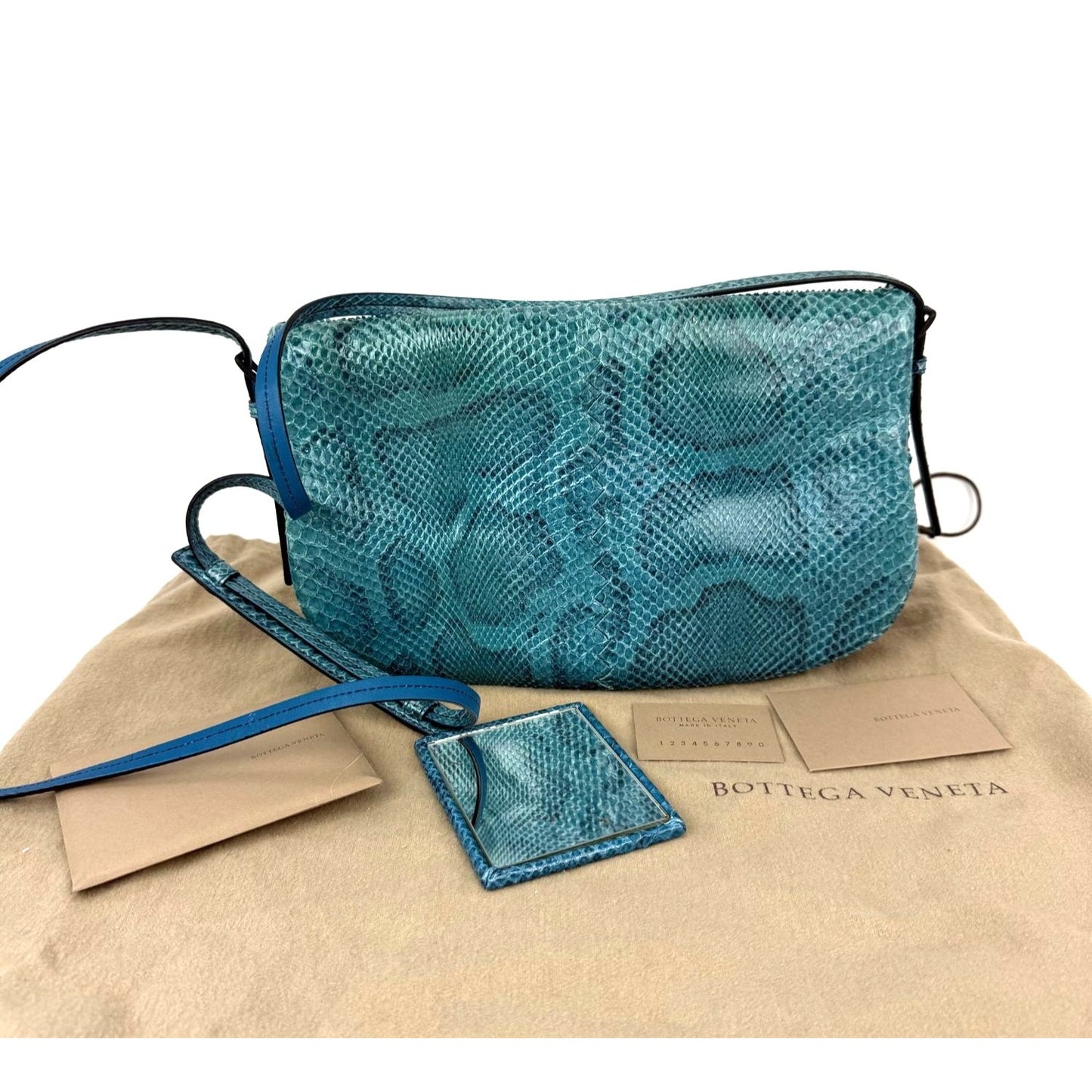 
                  
                    Bottega Veneta Python Embossed Blue Leather Shoulder Bag  EBAY LIVE
                  
                