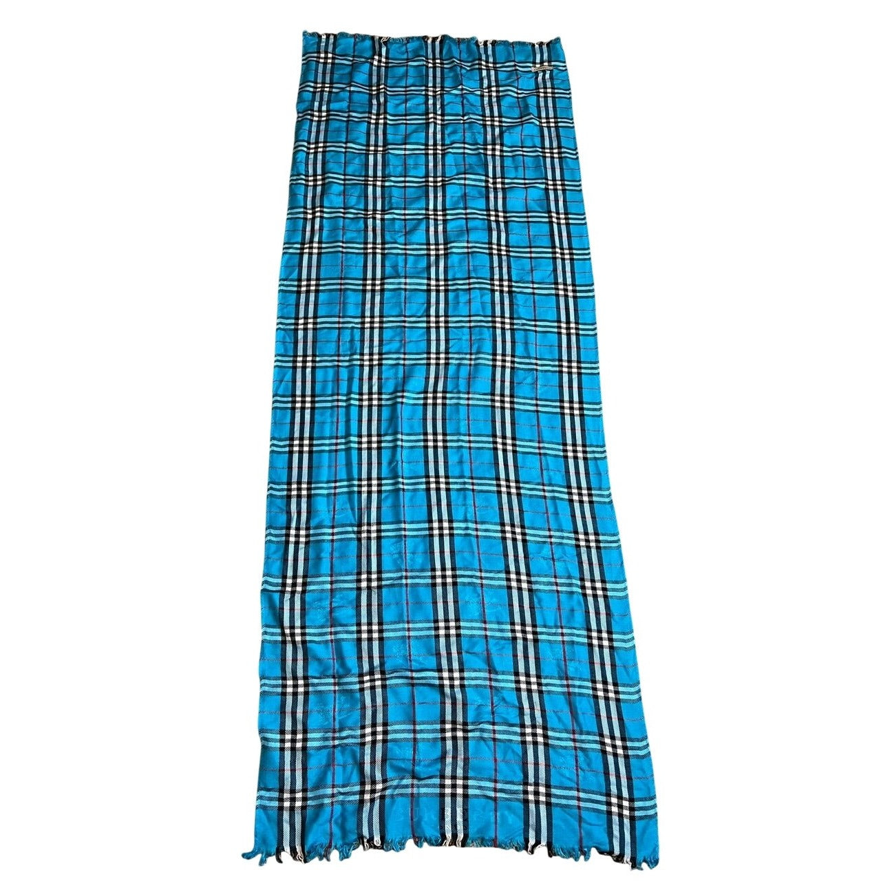 
                  
                    Burberry Check Pattern Wool Silk Blue Scarf
                  
                