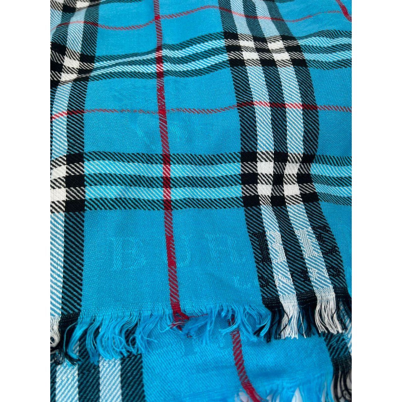 
                  
                    Burberry Check Pattern Wool Silk Blue Scarf
                  
                