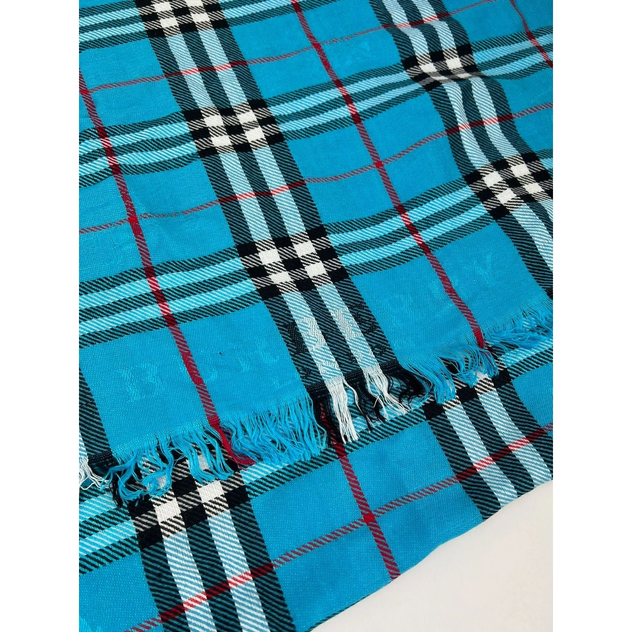 
                  
                    Burberry Check Pattern Wool Silk Blue Scarf
                  
                
