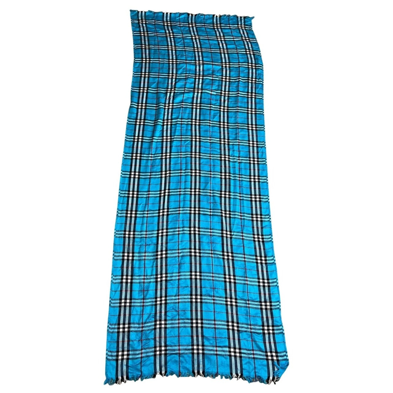 
                  
                    Burberry Check Pattern Wool Silk Blue Scarf
                  
                