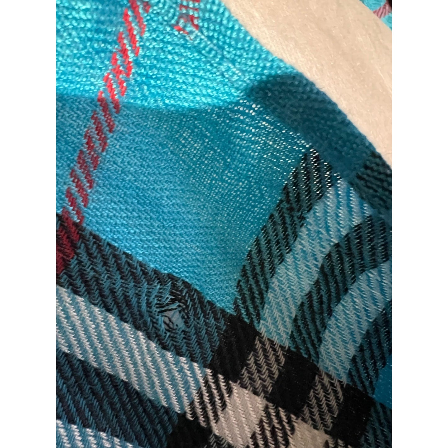 
                  
                    Burberry Check Pattern Wool Silk Blue Scarf
                  
                