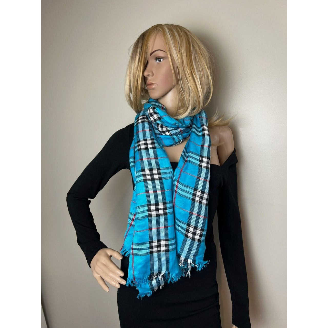 
                  
                    Burberry Check Pattern Wool Silk Blue Scarf
                  
                