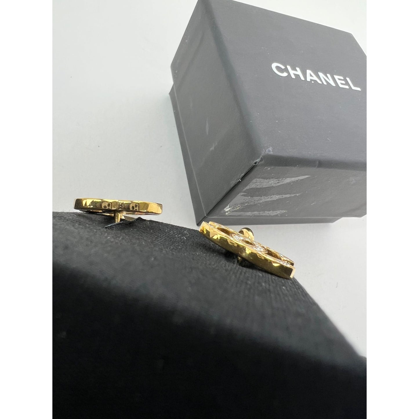 
                  
                    Chanel Gold Crystal CC Pearl Dangle Earrings
                  
                