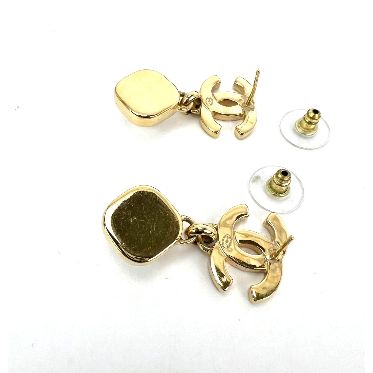 
                  
                    Chanel Gold Crystal CC Pearl Dangle Earrings
                  
                