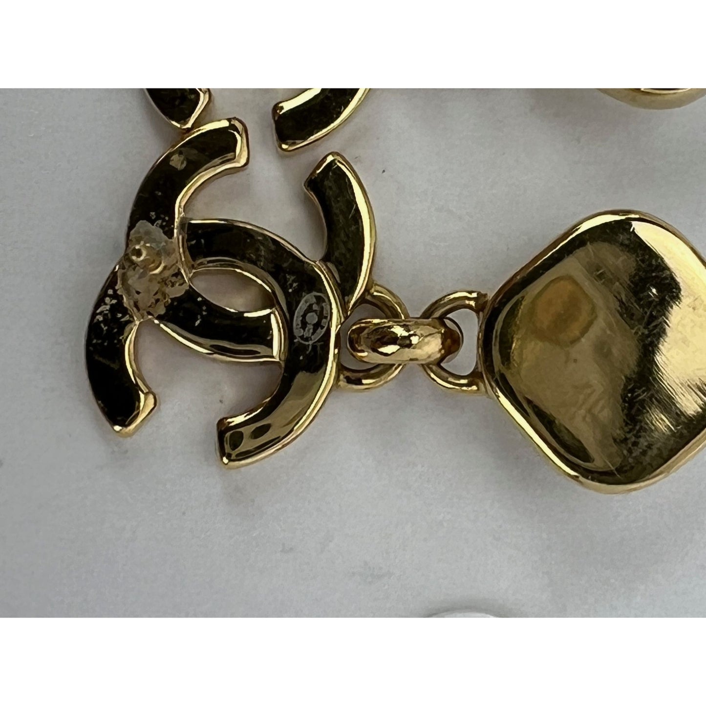 
                  
                    Chanel Gold Crystal CC Pearl Dangle Earrings
                  
                