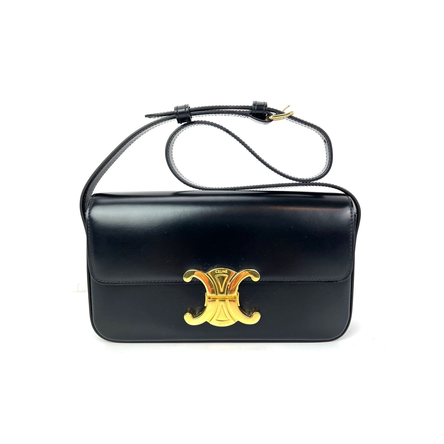 
                  
                    Celine Shiny Calfskin Triomphe Black Shoulder Bag
                  
                