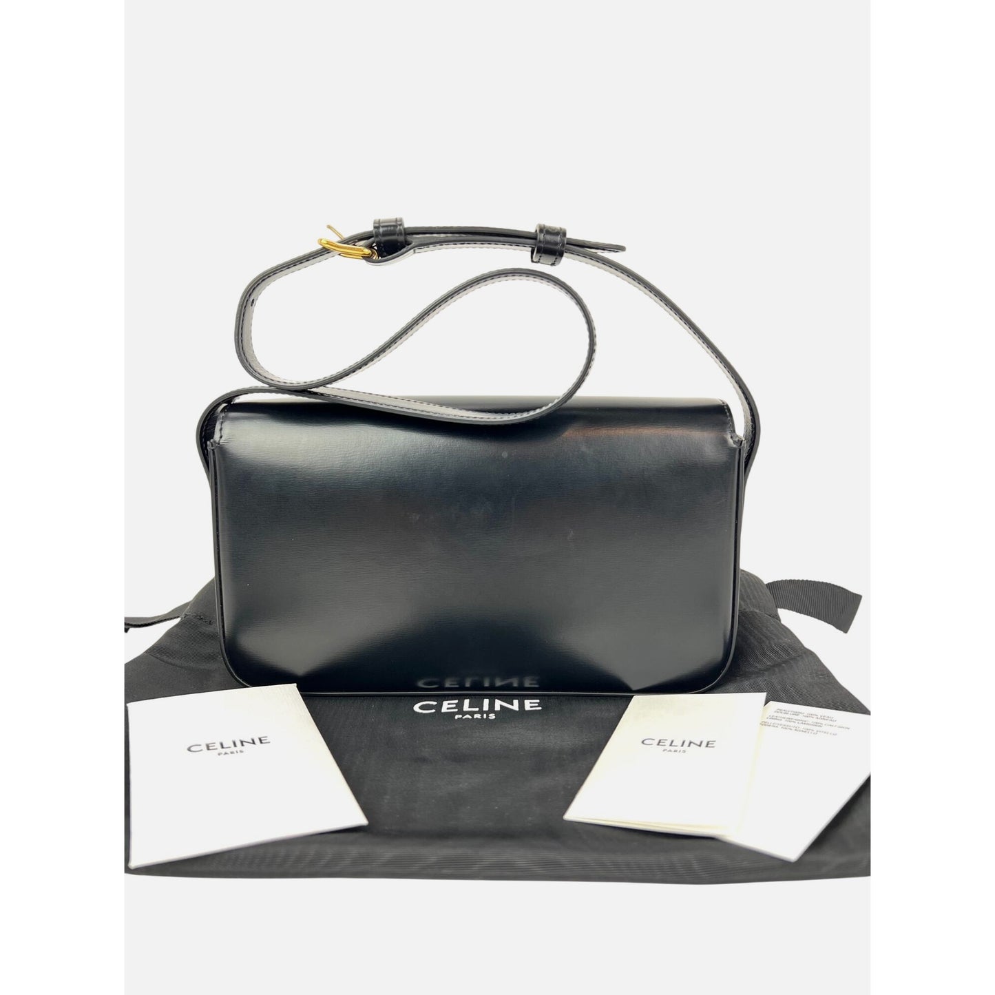 
                  
                    Celine Shiny Calfskin Triomphe Black Shoulder Bag
                  
                
