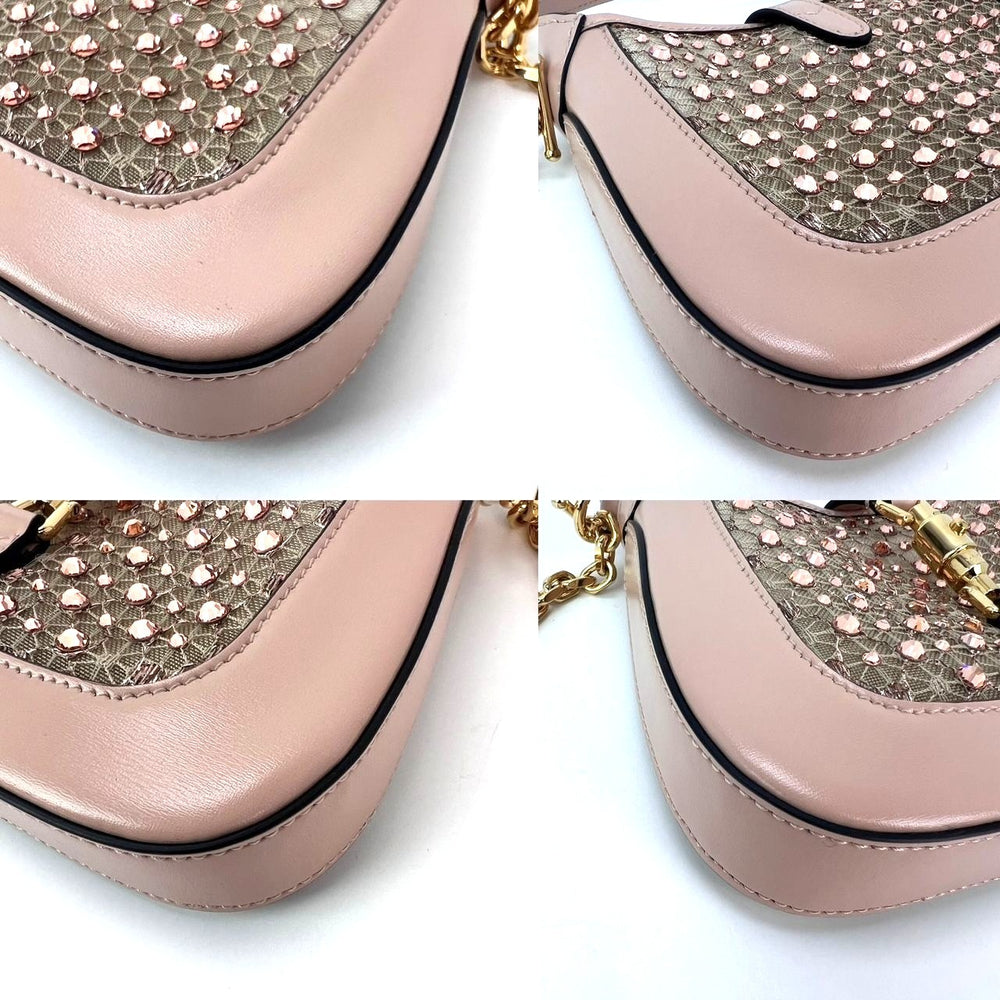 
                  
                    Gucci Calfskin Mesh Crystal Mini Jackie 1961 Pink Shoulder Bag RARE
                  
                