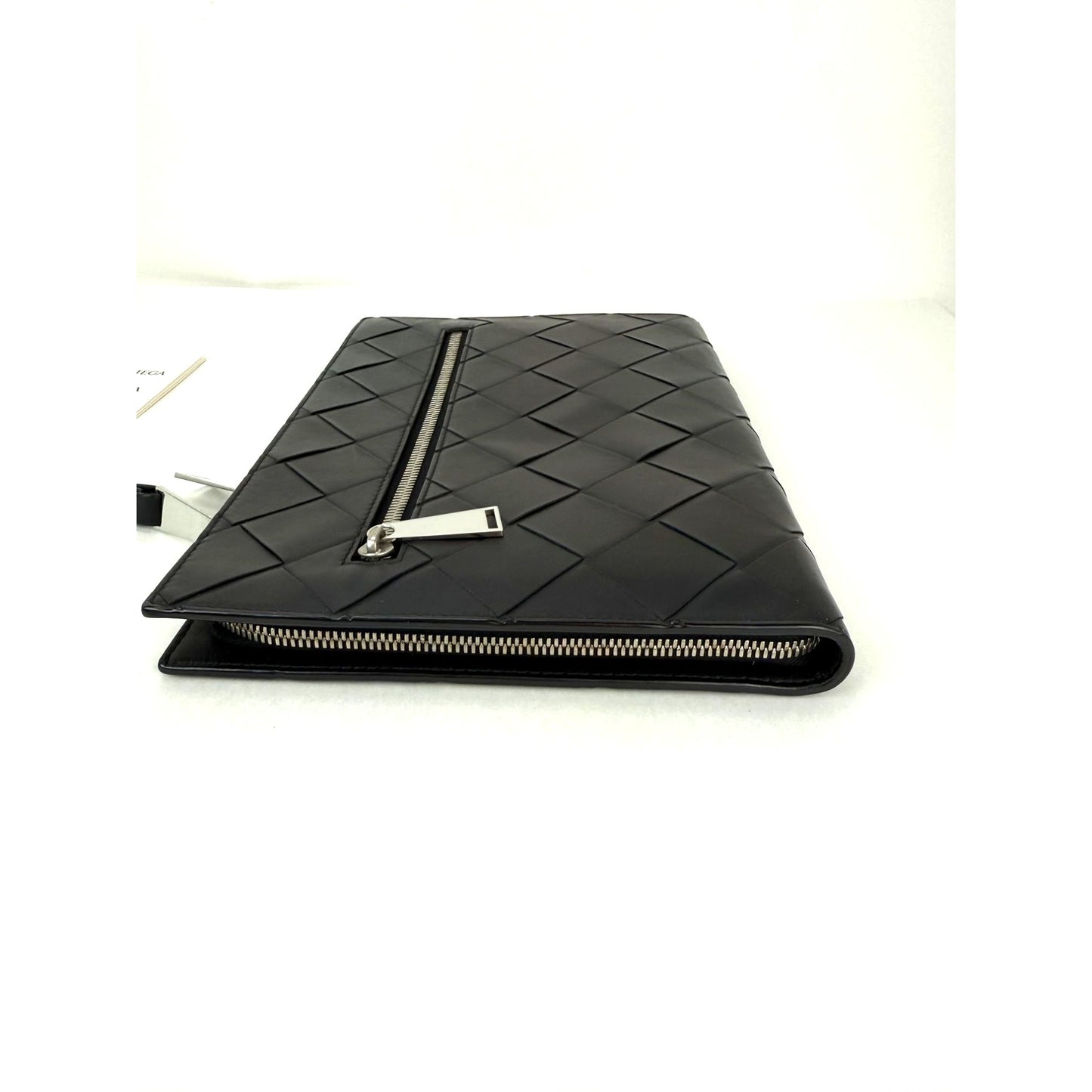 
                  
                    Bottega Veneta Black Leather Maxi Intreciato Document Case Wristlet Clutch Bag
                  
                