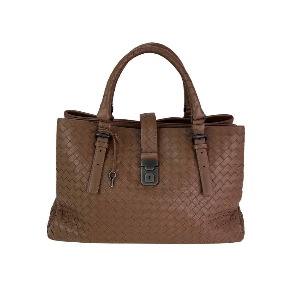 Bottega Veneta Roma Intrecciato Nappa Brown Shoulder Bag