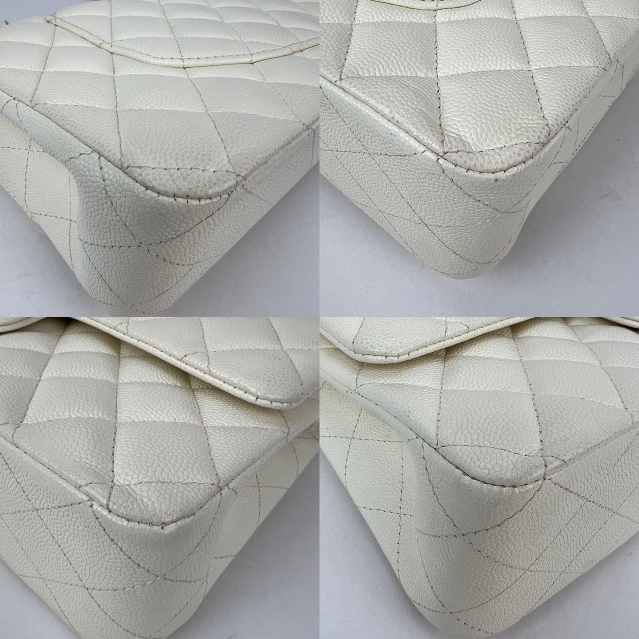 
                  
                    Chanel Caviar Quilted Medium Double Flap White Shoulder Bag
                  
                