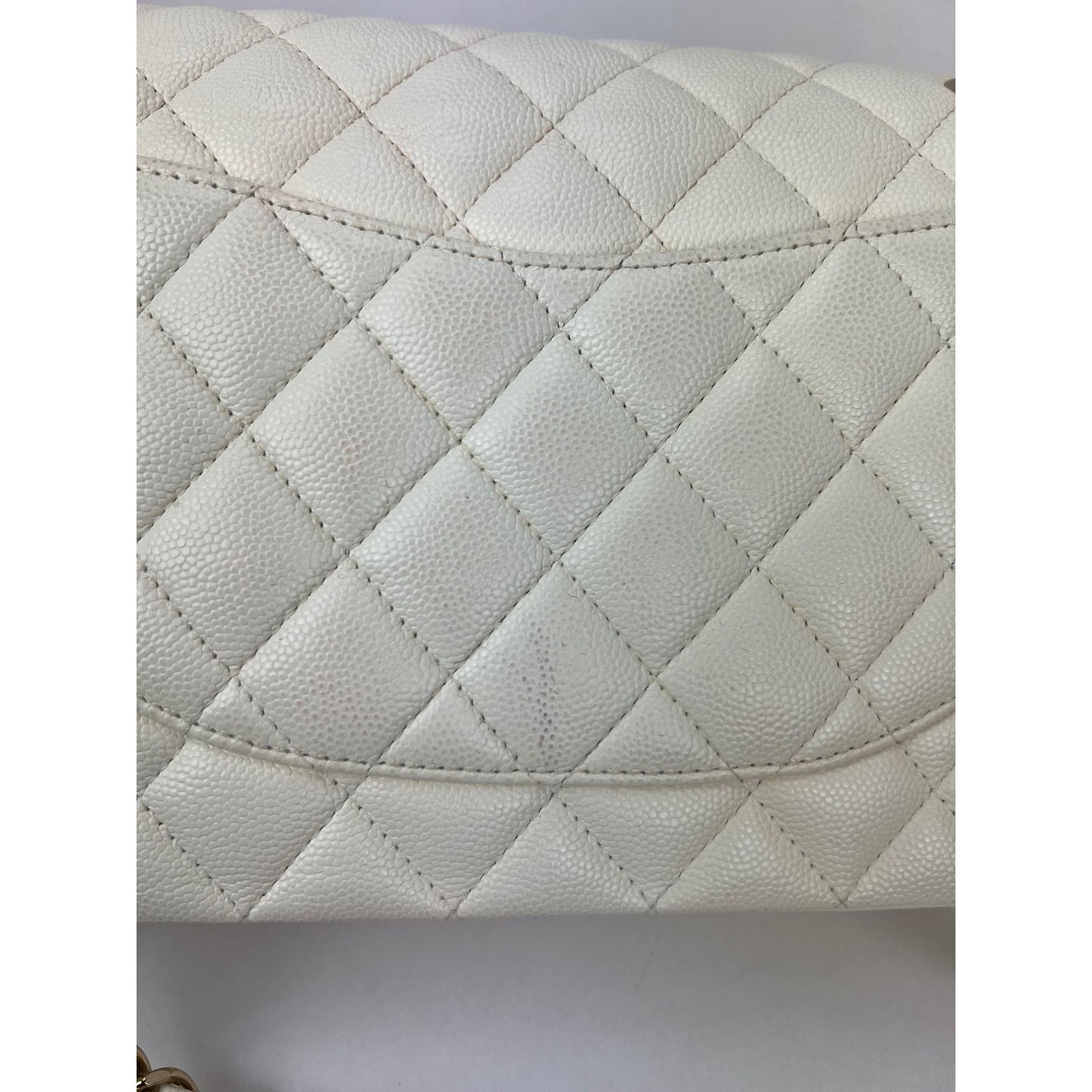 
                  
                    Chanel Caviar Quilted Medium Double Flap White Shoulder Bag
                  
                