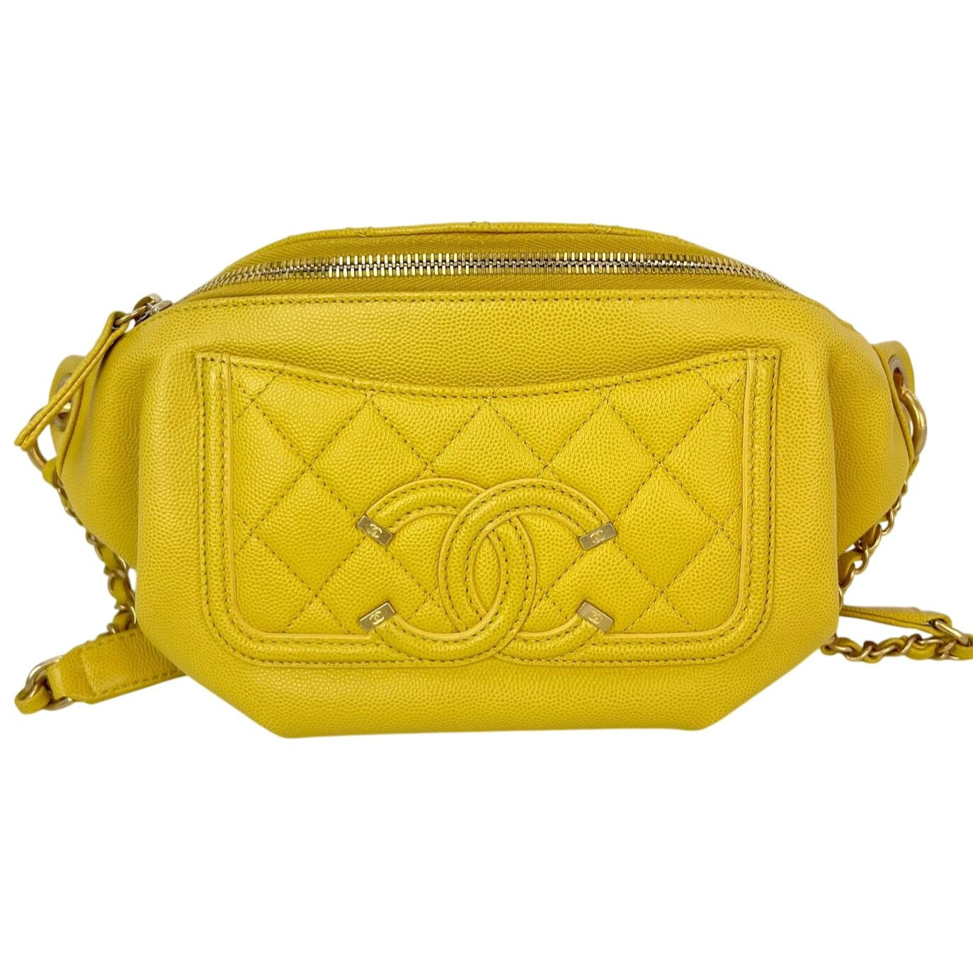 
                  
                    Chanel Caviar Quilted Filigree Yellow Waist Bag
                  
                
