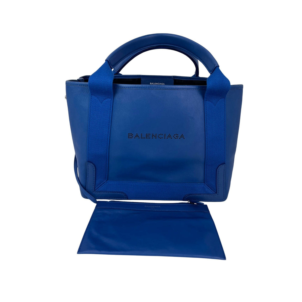 Balenciaga Calfskin S Navy Cabas Blue Tote and Pouch Set