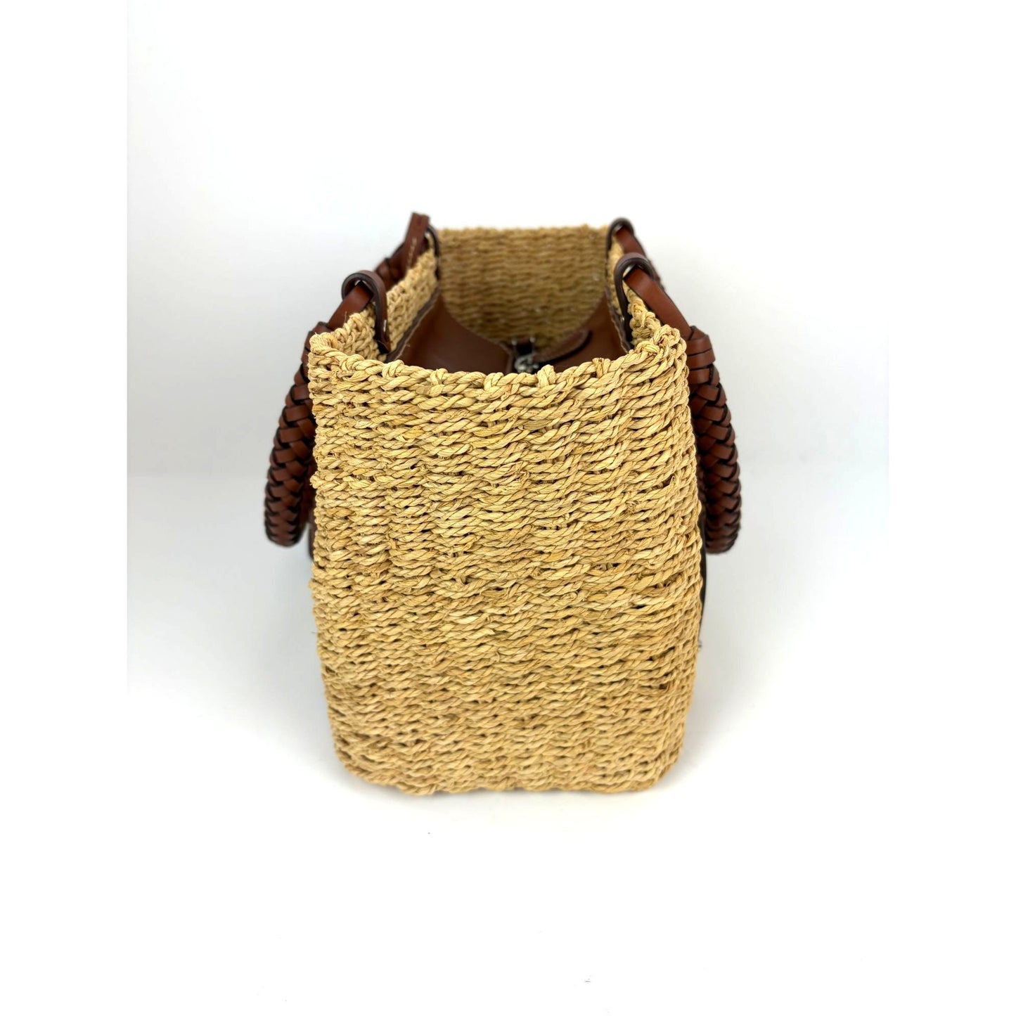 
                  
                    Prada Palmetto Vitello Woven Raffia Naturale Tote Bag
                  
                