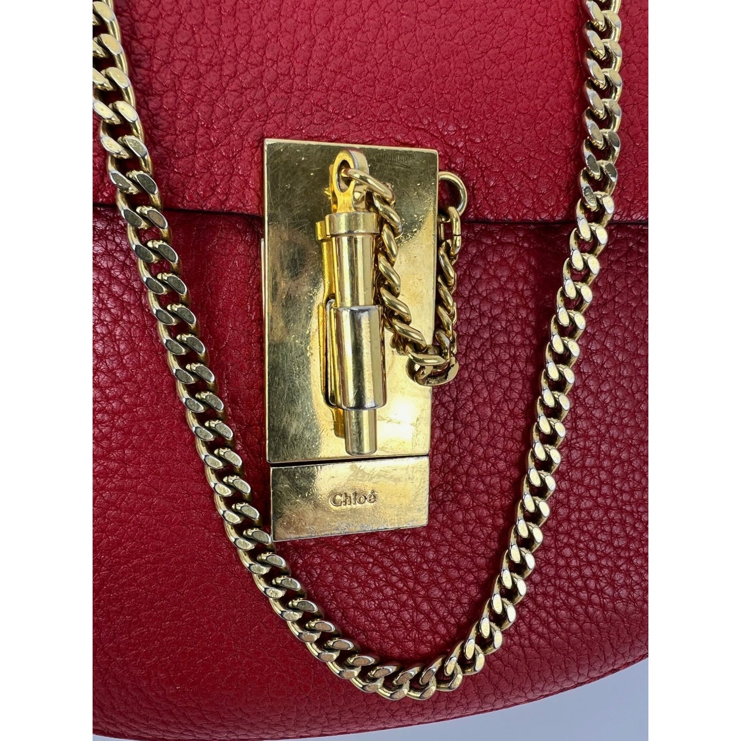 
                  
                    Chloe Mini Drew Leather Grained Lambskin Red Crossbody Bag
                  
                