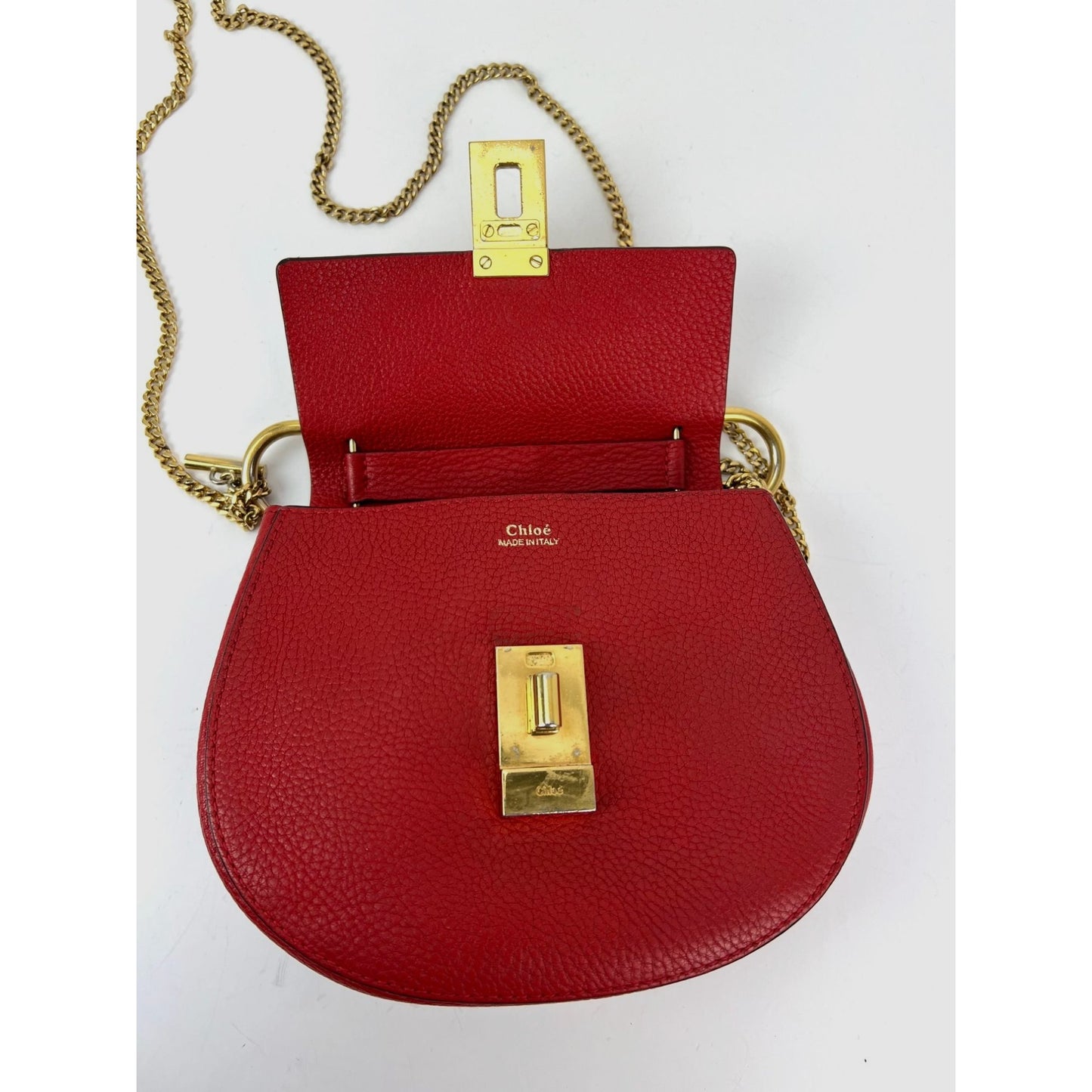 
                  
                    Chloe Mini Drew Leather Grained Lambskin Red Crossbody Bag
                  
                