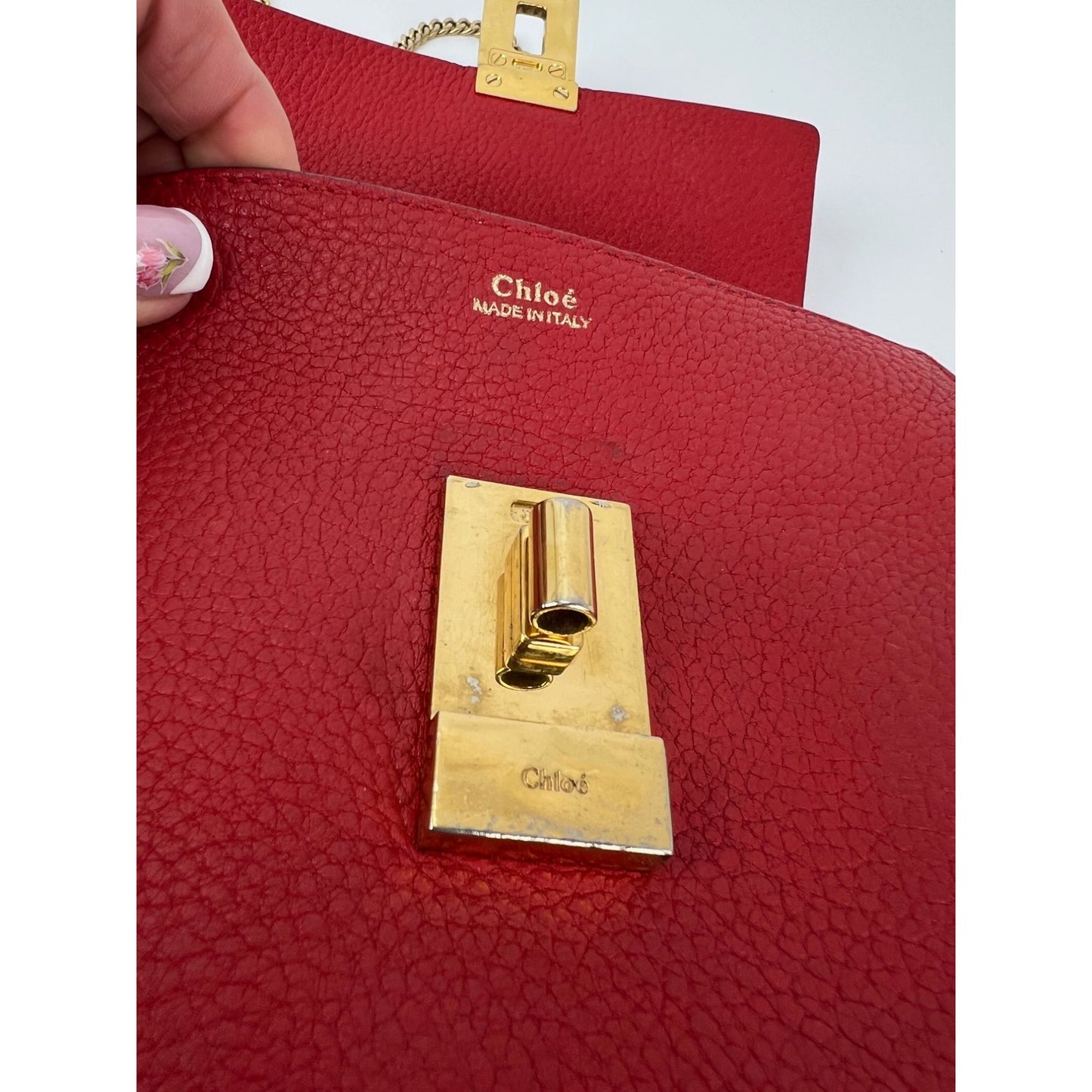 
                  
                    Chloe Mini Drew Leather Grained Lambskin Red Crossbody Bag
                  
                