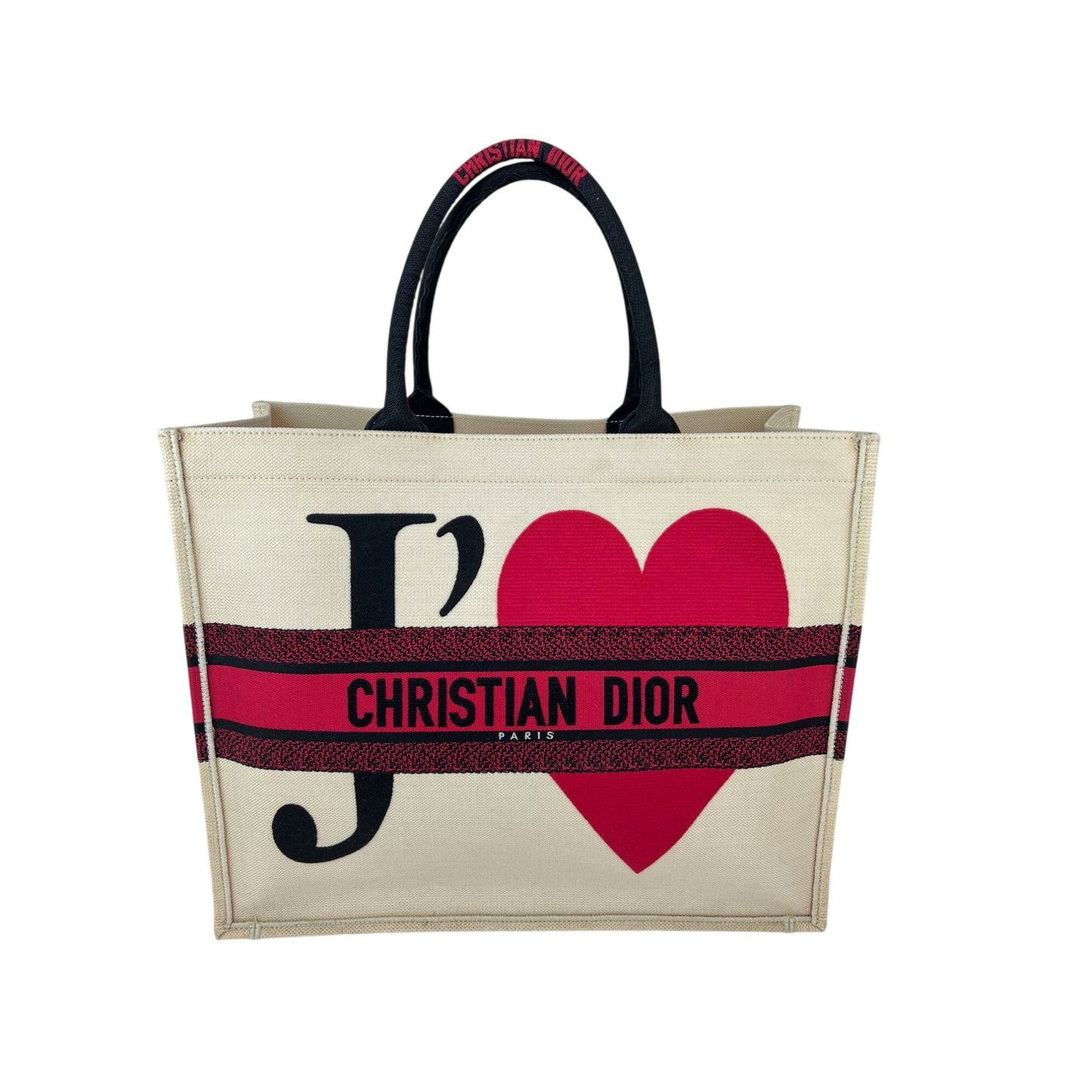 
                  
                    Christian Dior Red, White & Black Canvas Dioramour Je T'aime Large Book Tote
                  
                