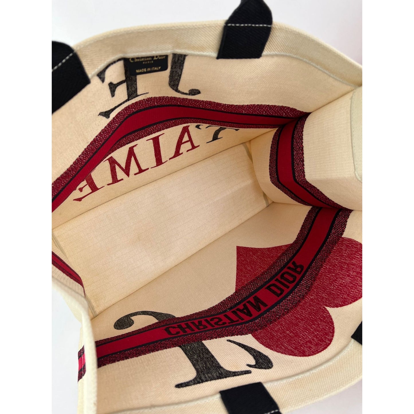 
                  
                    Christian Dior Red, White & Black Canvas Dioramour Je T'aime Large Book Tote
                  
                