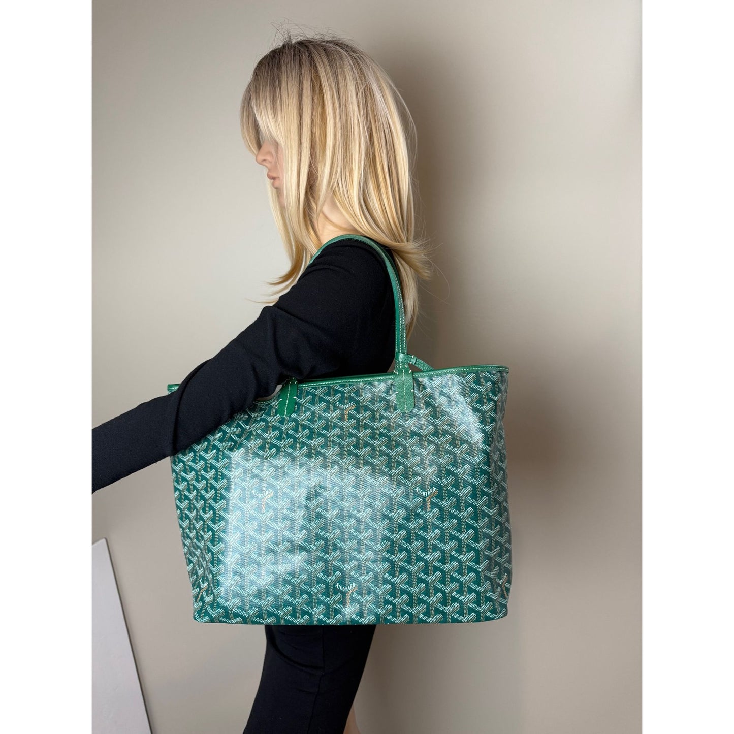 
                  
                    GOYARD Saint Louis PM Goyardine Green Tote with Pouch
                  
                