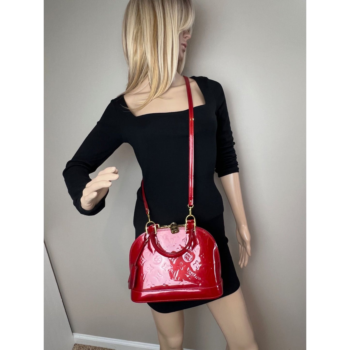 
                  
                    Louis Vuitton Alma BB Monogram Red Vernis Patent Leather Crossbody Bag
                  
                