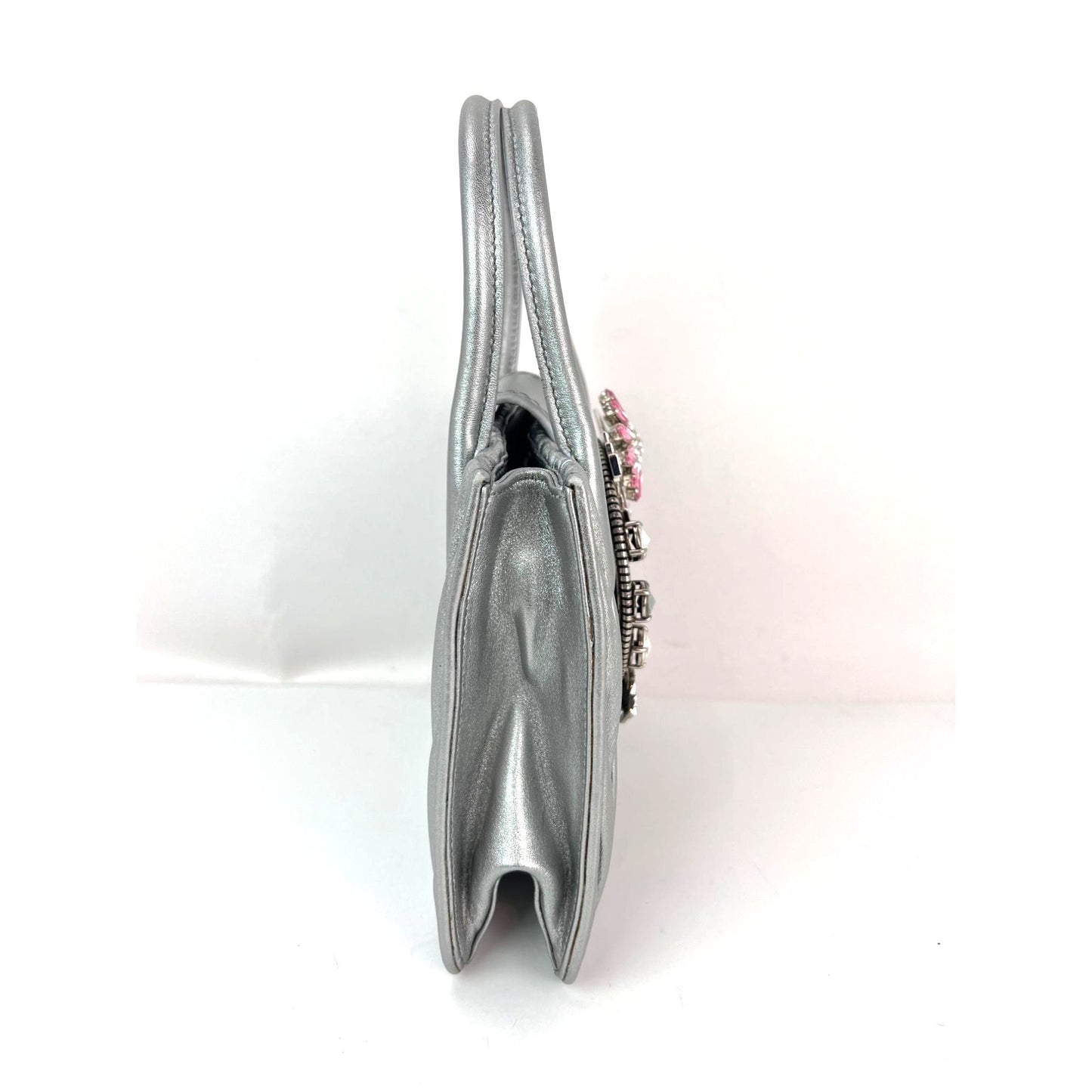 
                  
                    Miu Miu Metallic Silver Nappa Matelasse Crystal Embellished Lady Bag
                  
                