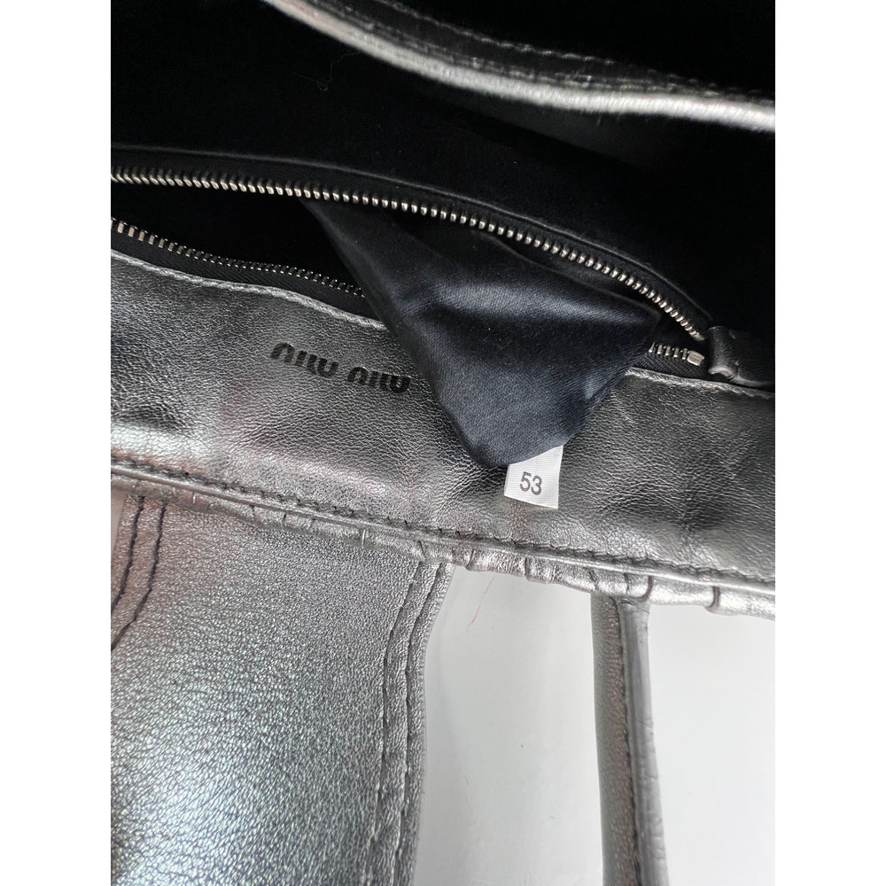 
                  
                    Miu Miu Metallic Silver Nappa Matelasse Crystal Embellished Lady Bag
                  
                