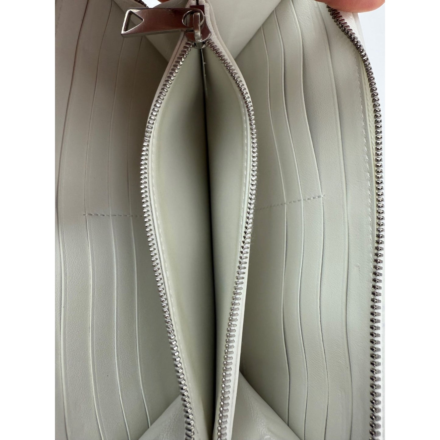 
                  
                    Bottega Veneta Intrecciato Leather White Cassette Zip Around Wallet
                  
                