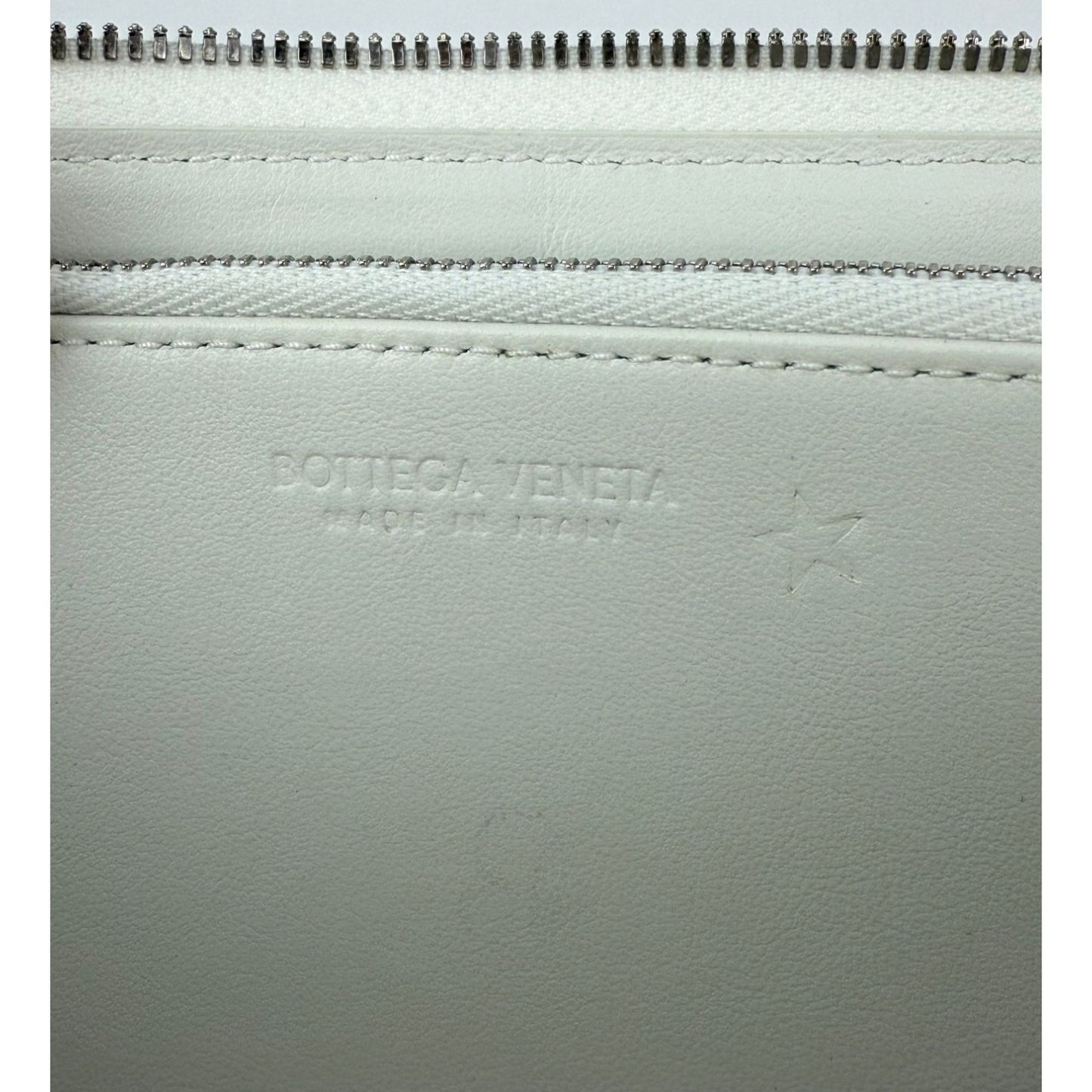 
                  
                    Bottega Veneta Intrecciato Leather White Cassette Zip Around Wallet
                  
                