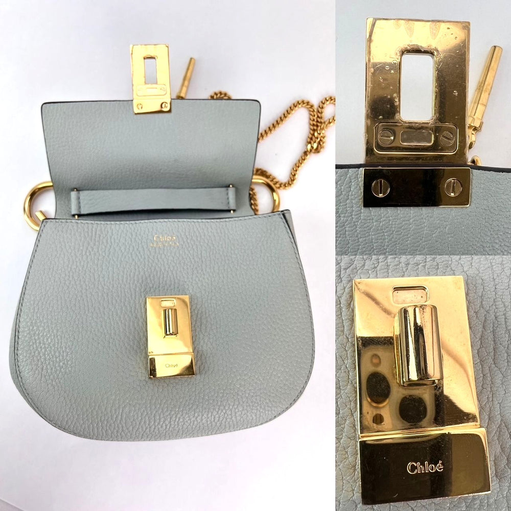 
                  
                    Chloe Mini Drew Leather Ice Blue Crossbody Bag
                  
                