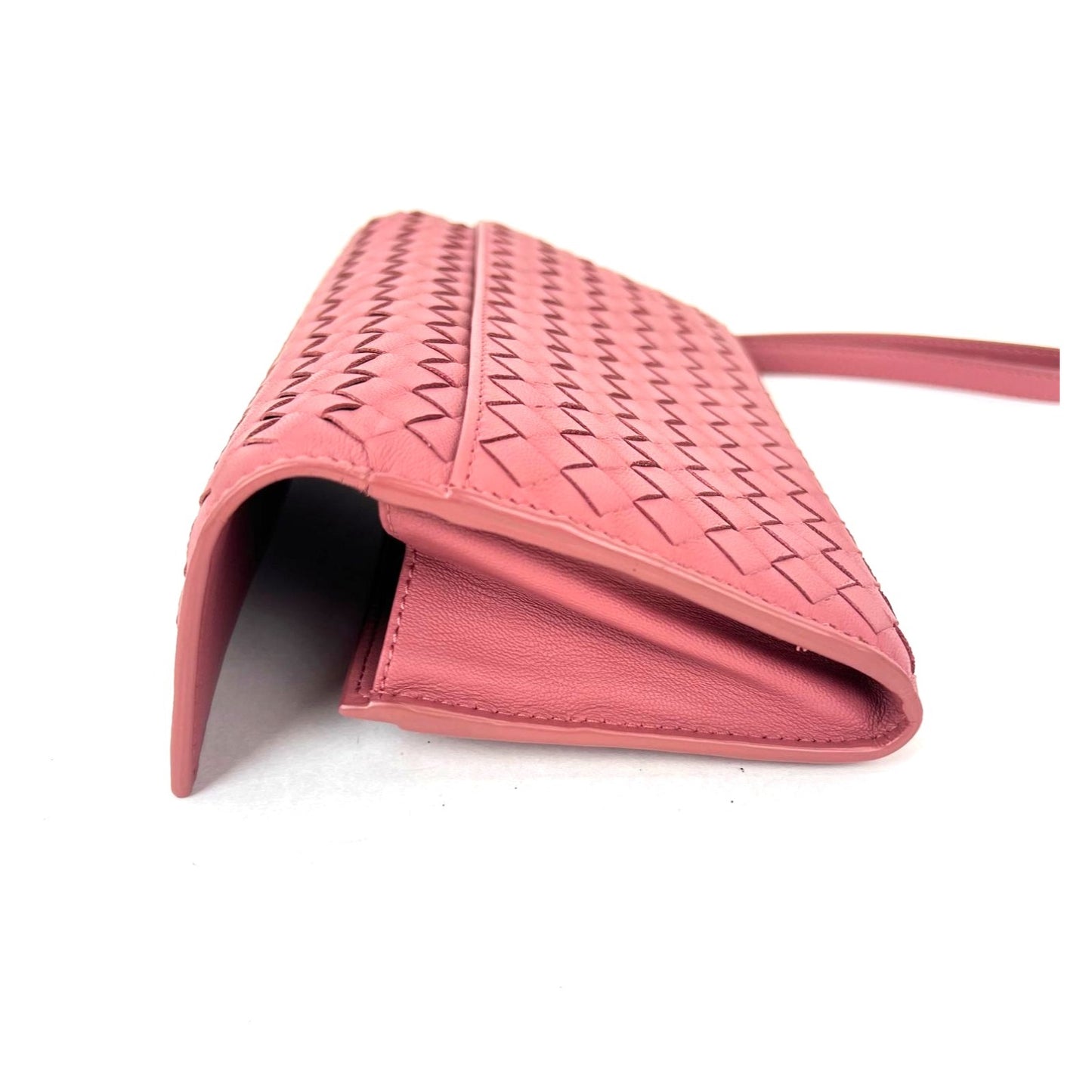 
                  
                    Bottega Veneta Intrecciato Pink Leather Flap Wallet Wristlet
                  
                