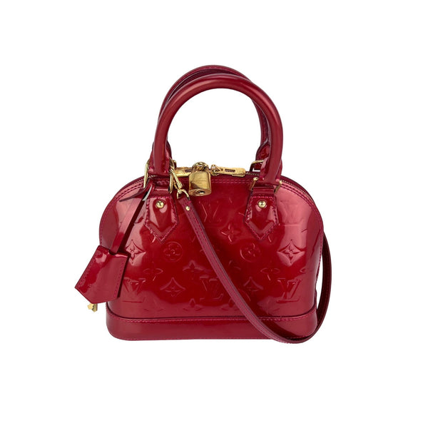 Louis Vuitton Alma BB Monogram Red Vernis Patent Leather Crossbody Bag Debsluxurycloset