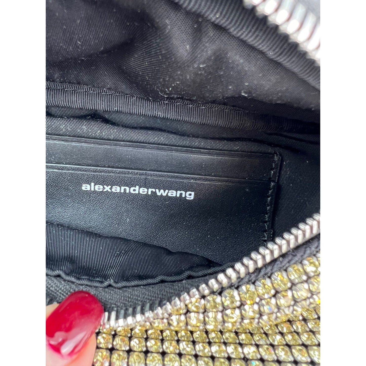 
                  
                    Alexander Wang Attica Mini Rhinestone Prism Gold Belt Sling Bag
                  
                