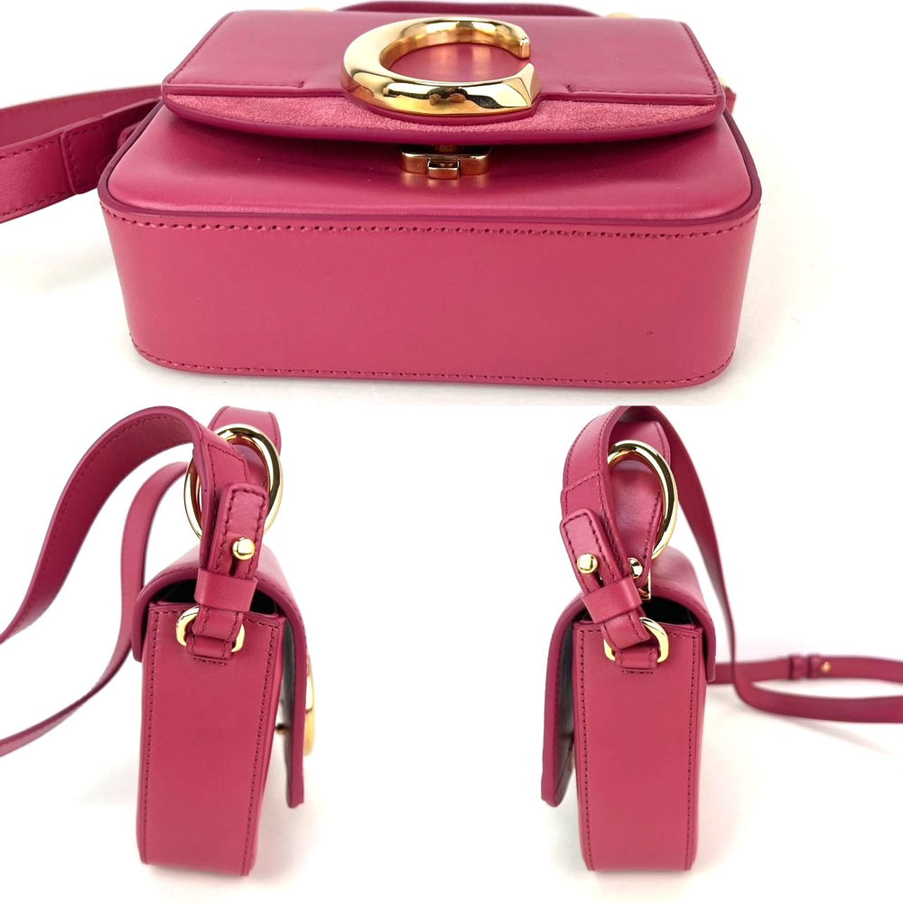 
                  
                    Chloe Shiny Calfskin Suede Mini C Double Carry Scarlet Pink Crossbody Bag
                  
                