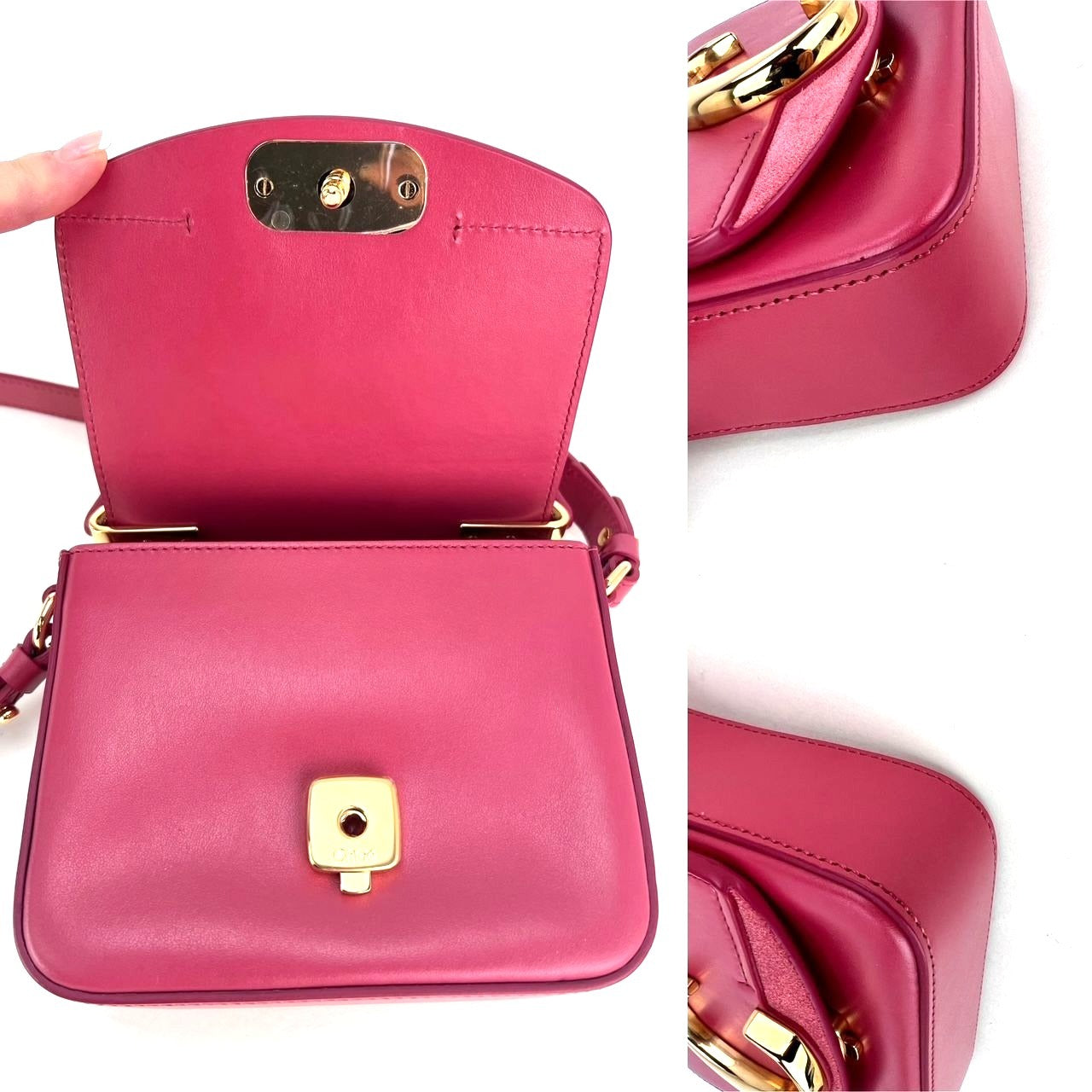 
                  
                    Chloe Shiny Calfskin Suede Mini C Double Carry Scarlet Pink Crossbody Bag
                  
                