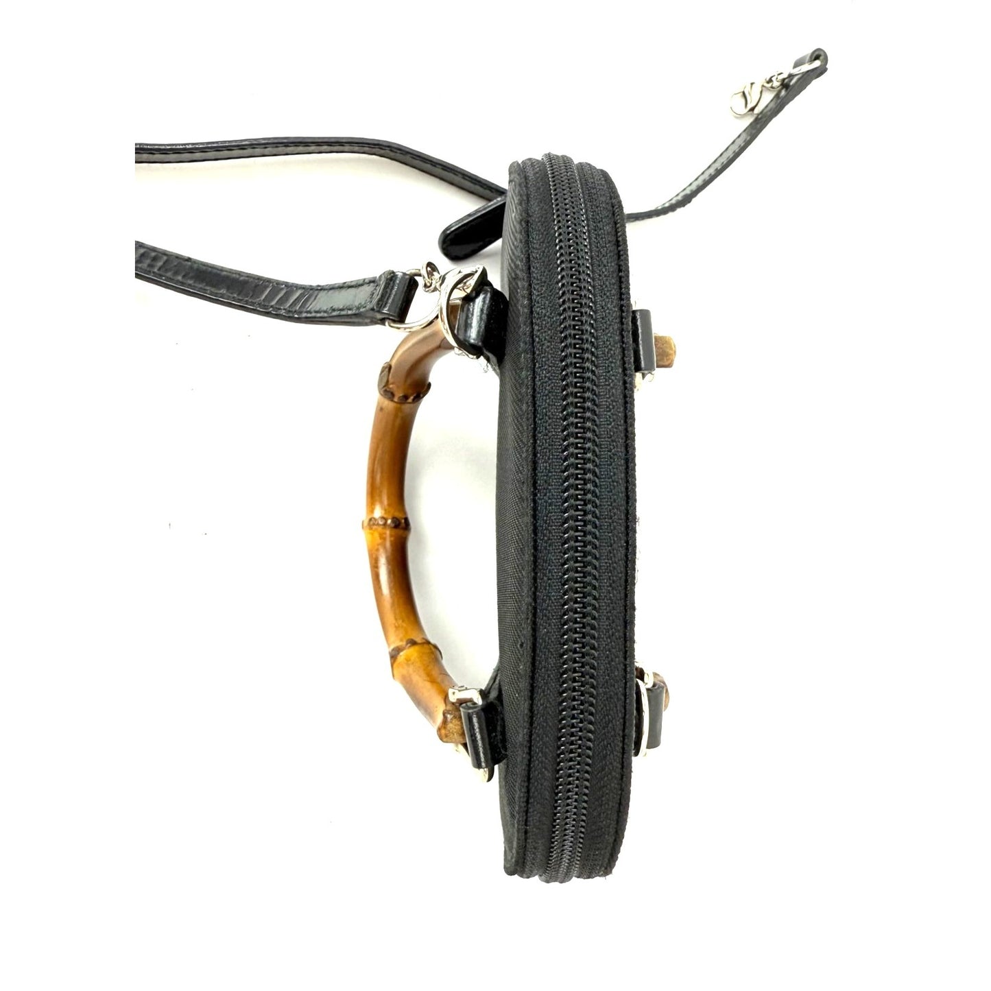 
                  
                    Gucci Bamboo Half Moon Mini Black Canvas Crossbody Bag
                  
                