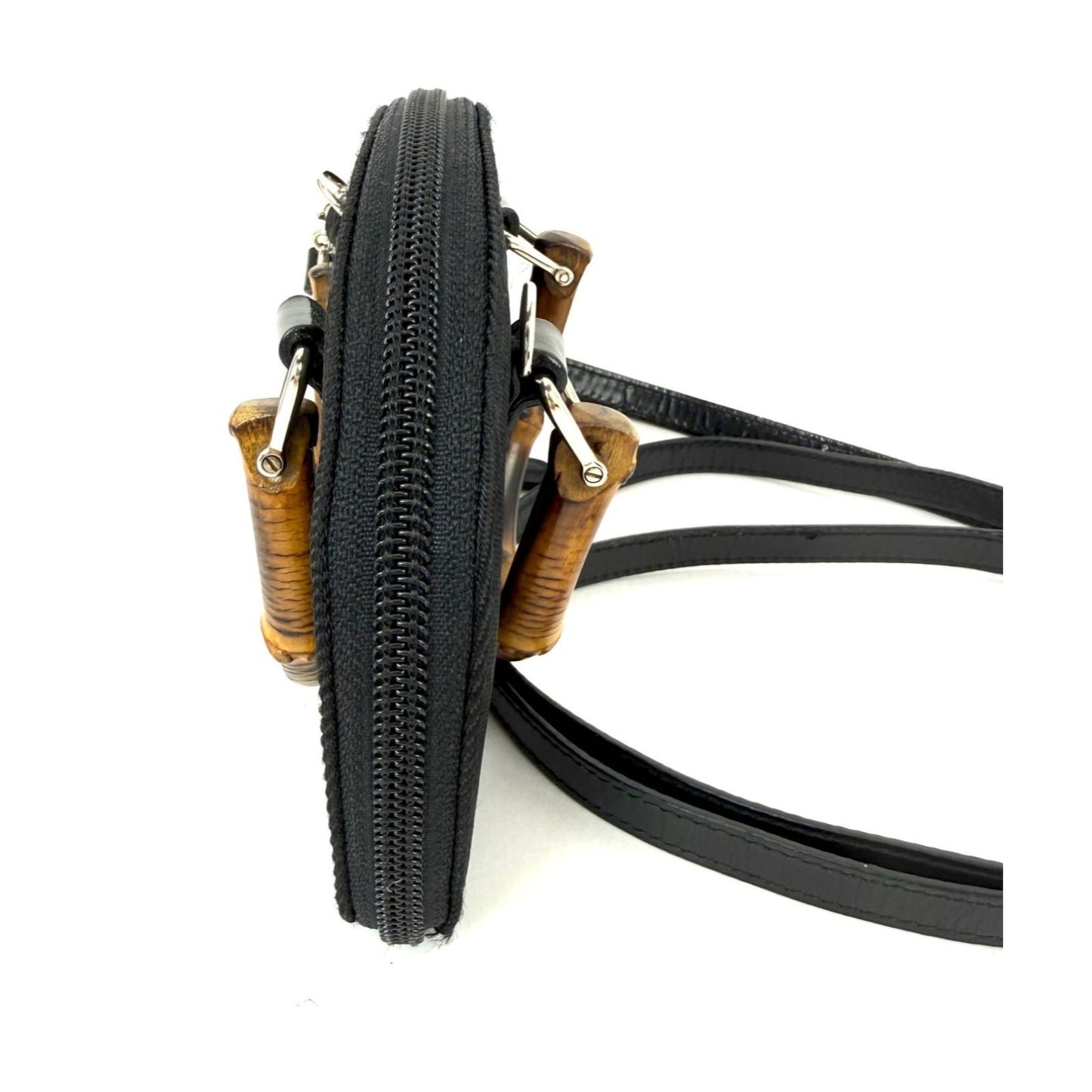 
                  
                    Gucci Bamboo Half Moon Mini Black Canvas Crossbody Bag
                  
                